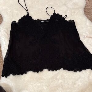 Embroidered lace tank top